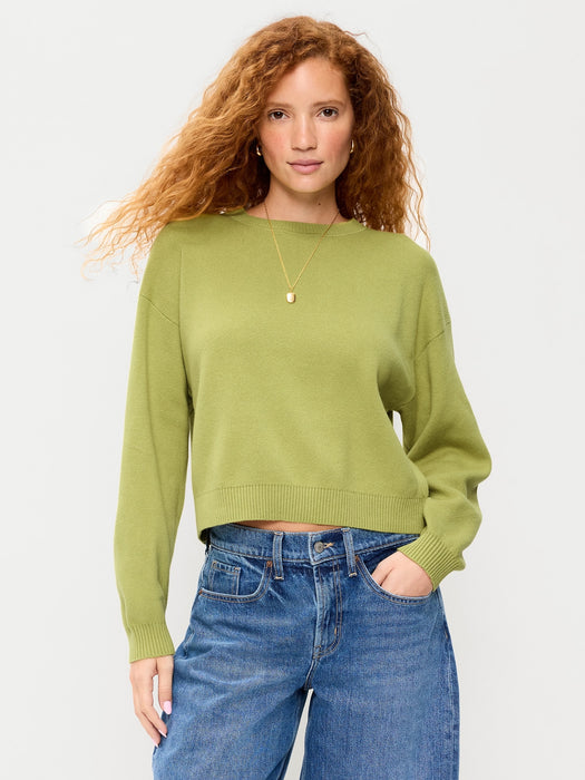 SoSoft Cotton Crew-Neck Cropped Sweater