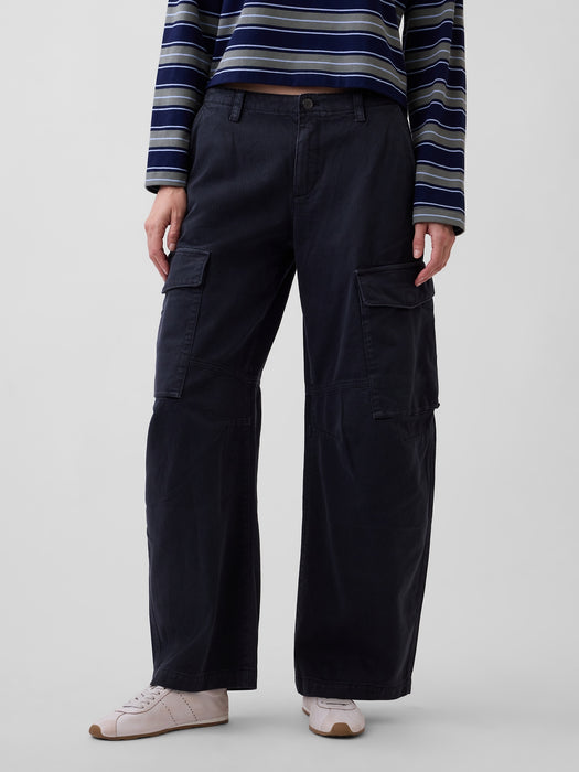 Low Rise Twill Baggy Barrel Cargo Pants