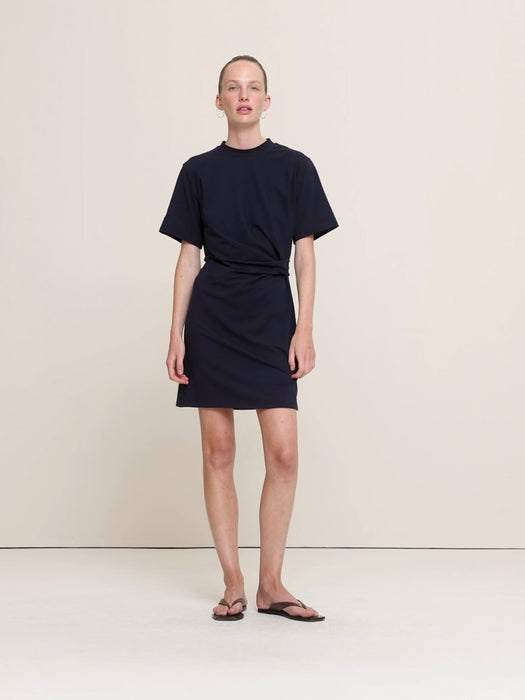Stretch-Cotton High-Neck Mini Dress