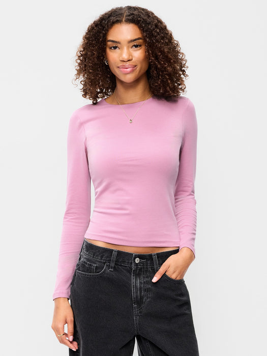 Hug Double-Layer Crew-Neck Long-Sleeve Top