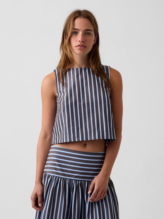 Poplin Boatneck Shell Tank Top
