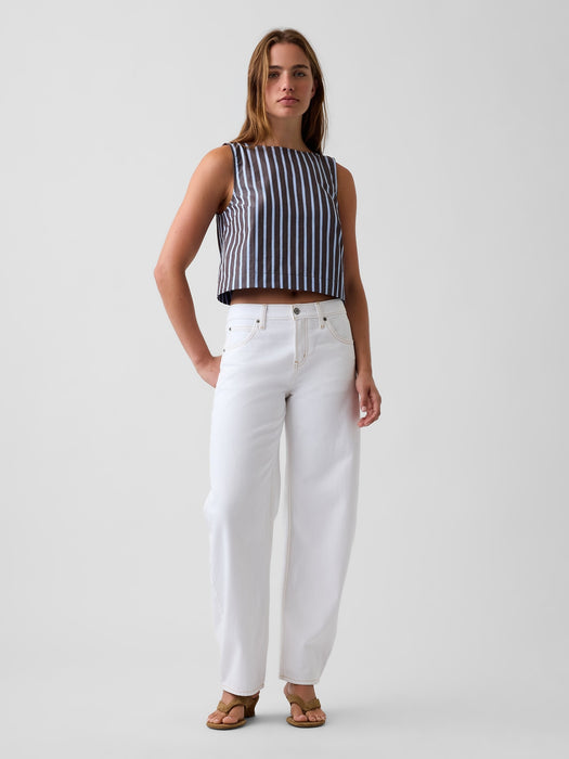 Poplin Boatneck Shell Tank Top