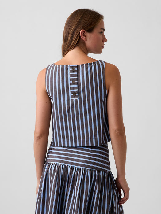 Poplin Boatneck Shell Tank Top