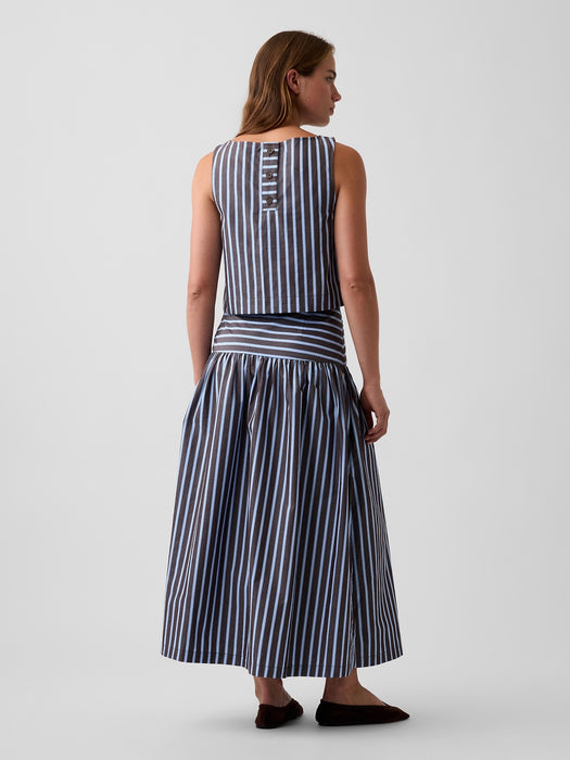 Poplin Drop-Waist Maxi Skirt