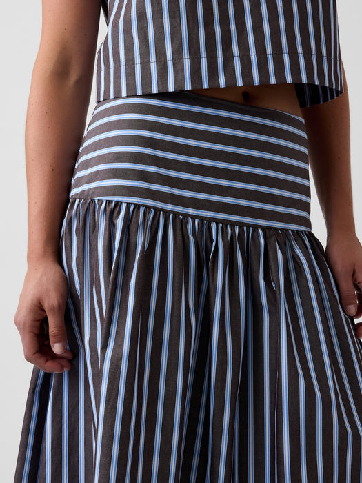 Poplin Drop-Waist Maxi Skirt