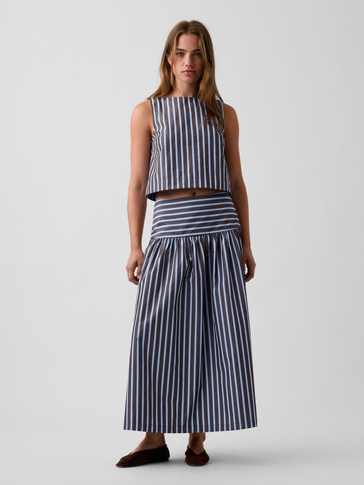 Poplin Drop-Waist Maxi Skirt