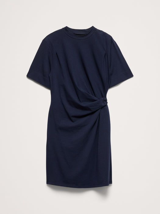 Stretch-Cotton High-Neck Mini Dress