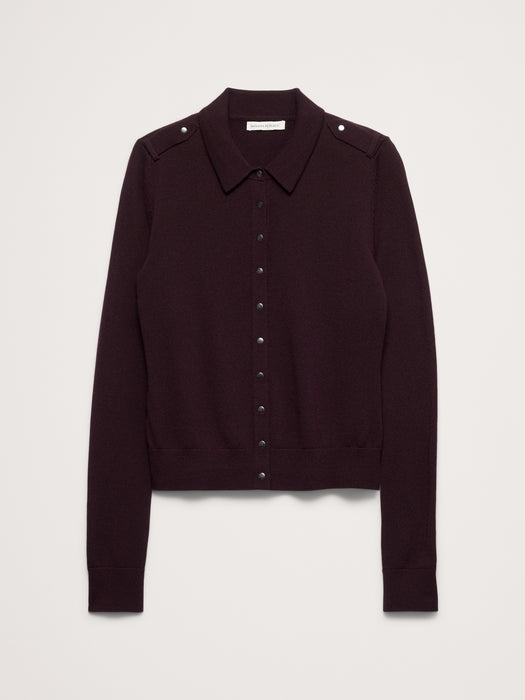 Merino Polo Cardigan Shirt