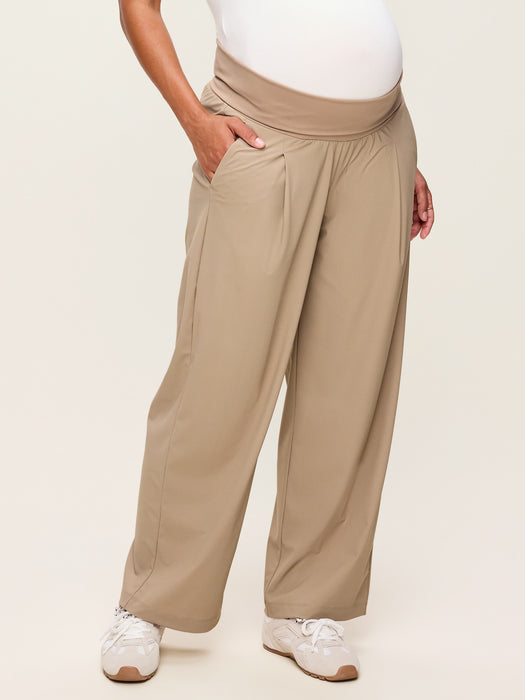 Maternity Rollover-Waist SleekTech Trouser Pants