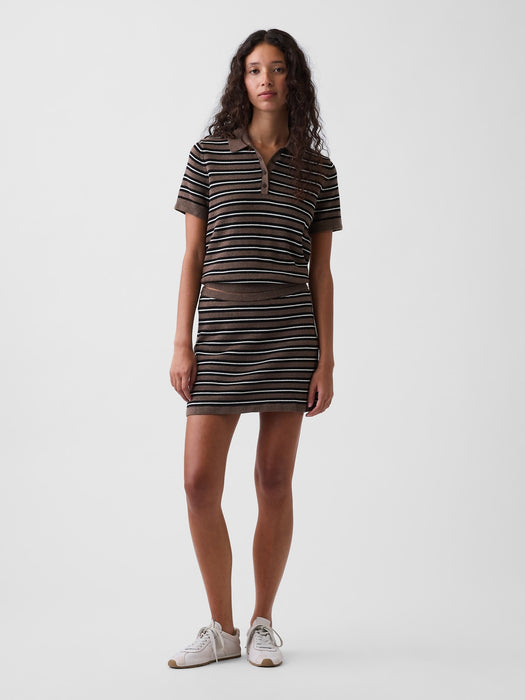 100% Cotton Stripe Sweater Mini Skort
