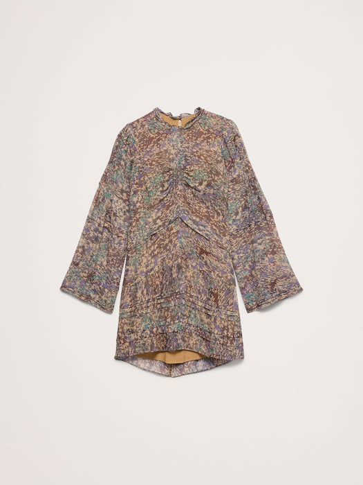 Georgette Ruffle-Neck Mini Dress
