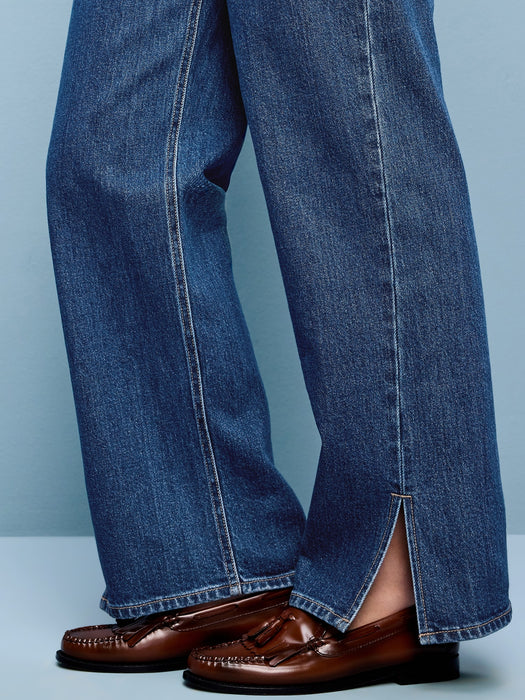 Extra High-Waisted Twisted Seam Wide-Leg Jeans