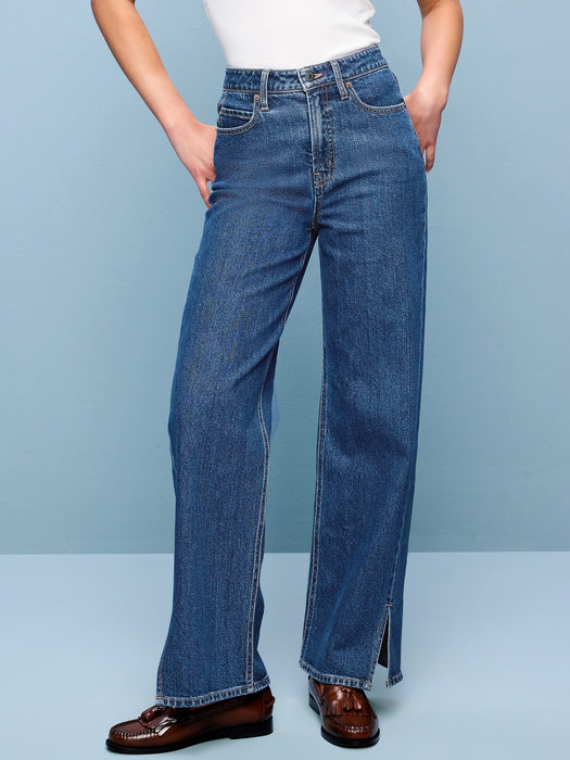 Extra High-Waisted Twisted Seam Wide-Leg Jeans