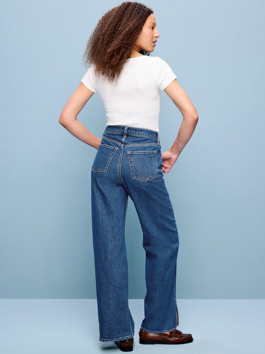 Extra High-Waisted Twisted Seam Wide-Leg Jeans