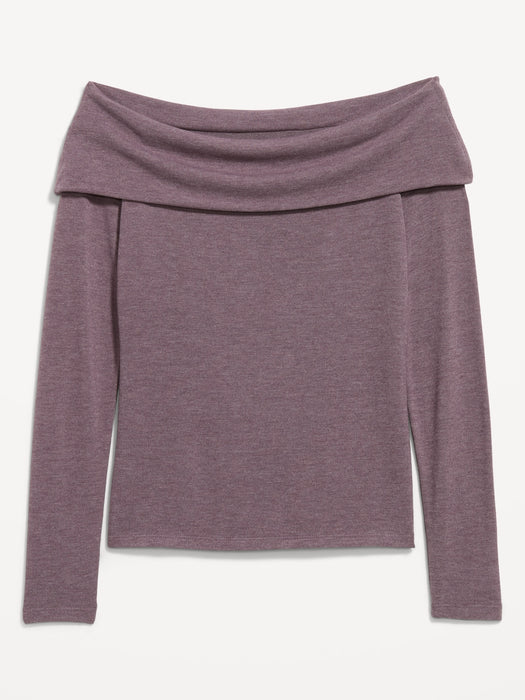 Off-The-Shoulder Long-Sleeve Fitted Top