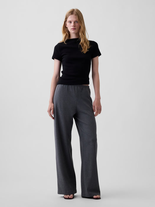 Brushed Twill Easy Wide-Leg Pants