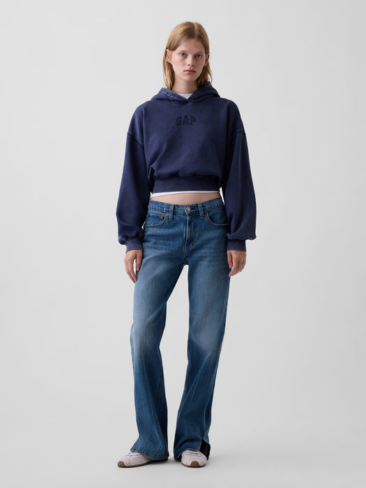 VintageSoft Crop Logo Hoodie