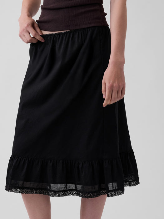 Ruffle-Hem Easy Knee-Length Skirt