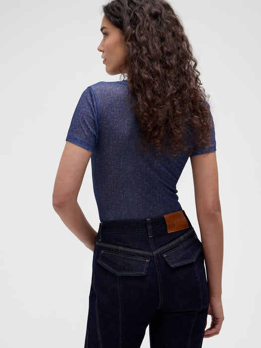 GapStudio Printed Denim Sheer T-Shirt