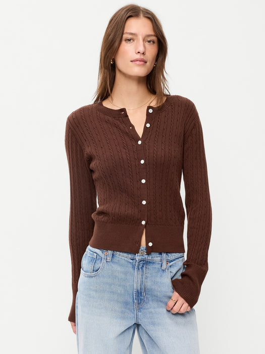 SoSoft Cotton Crew-Neck Cardigan Sweater