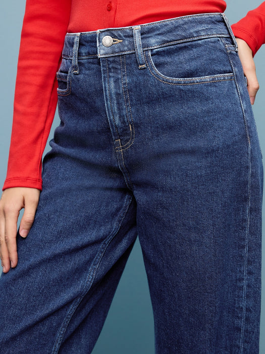 Extra High-Waisted Cuffed Wide-Leg Jeans