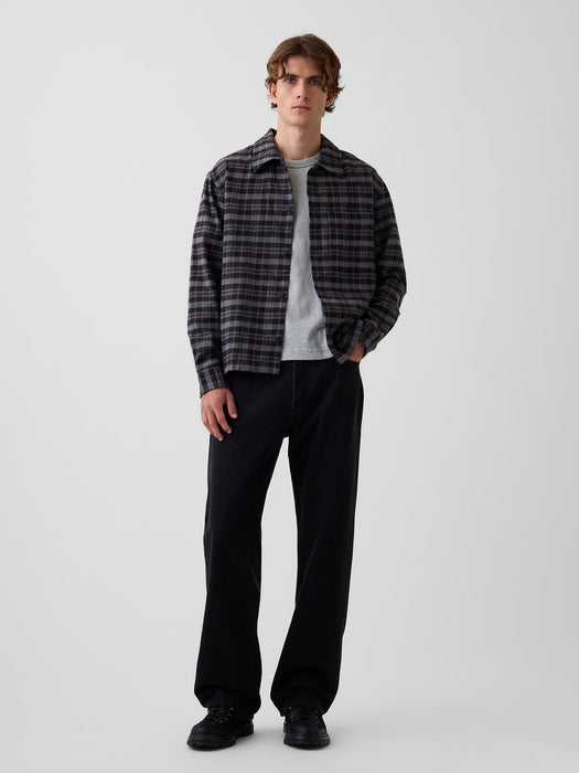 Relaxed Straight-Hem Flannel Shirt