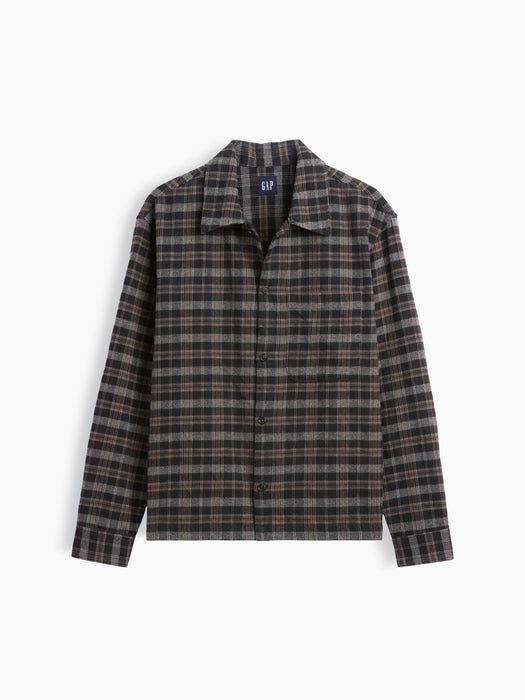 Relaxed Straight-Hem Flannel Shirt
