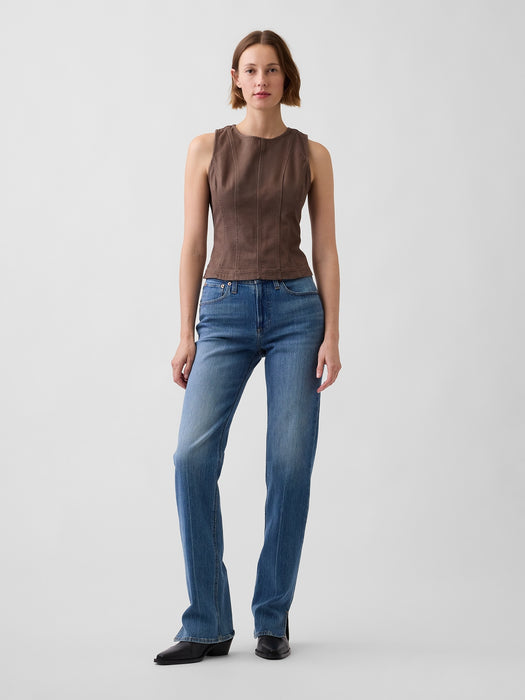 Seamed Twill Crop Shell Top