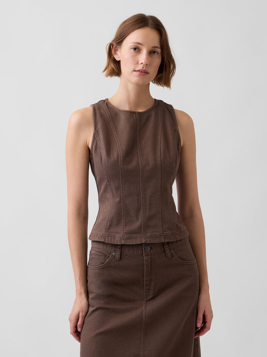 Seamed Twill Crop Shell Top