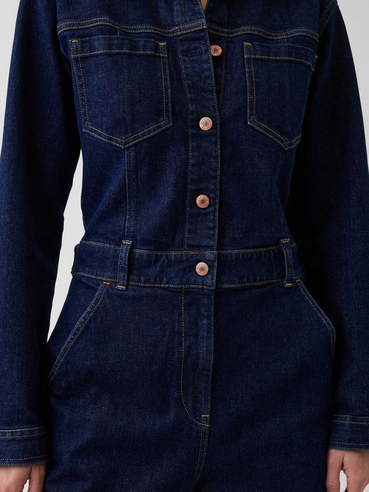 Denim Stride Wide-Leg Jumpsuit