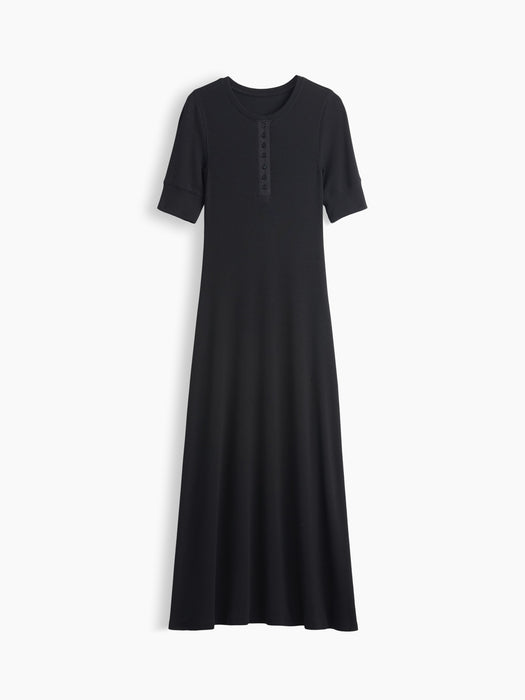Modern Rib Henley Maxi Dress