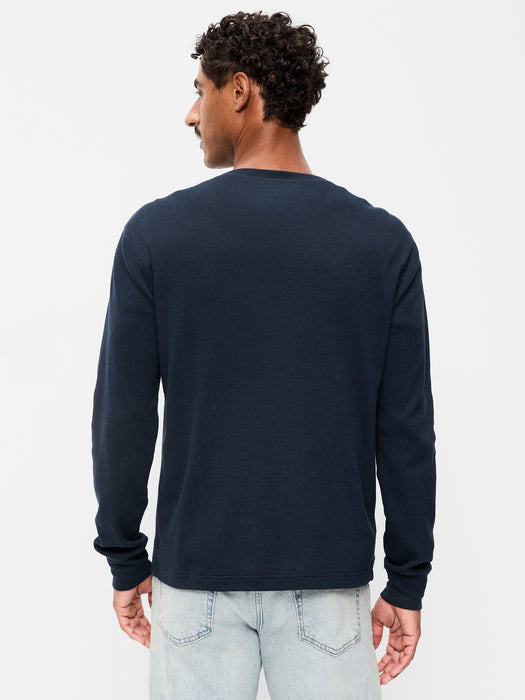 Long-Sleeve Waffle Henley T-Shirt