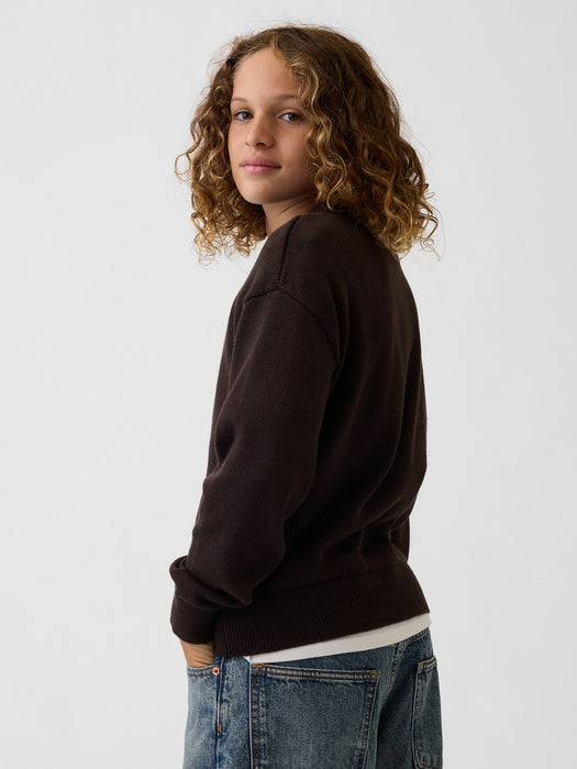 Kids 100% Cotton Relaxed Crew Sweater