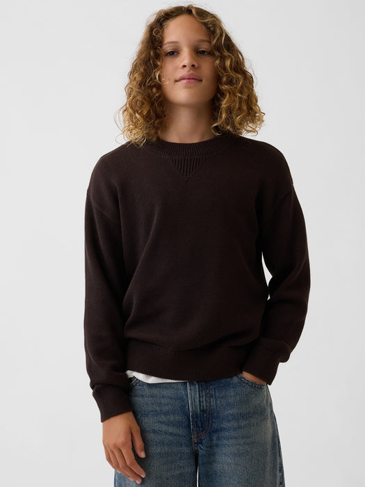Kids 100% Cotton Relaxed Crew Sweater