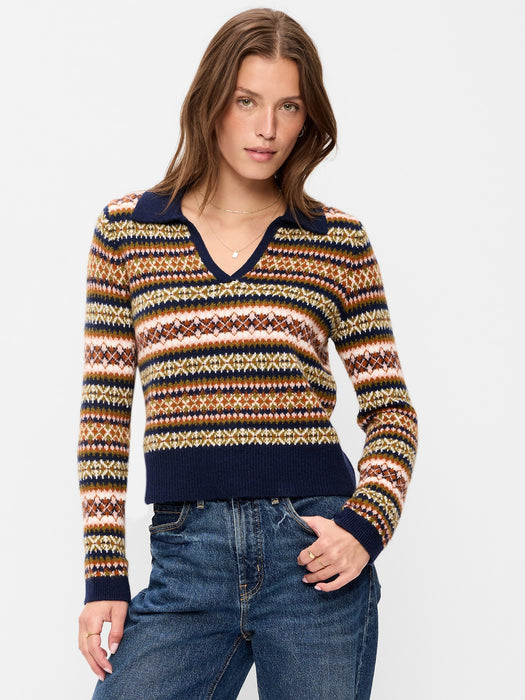 SoSoft Split-Neck Collar Long-Sleeve Sweater