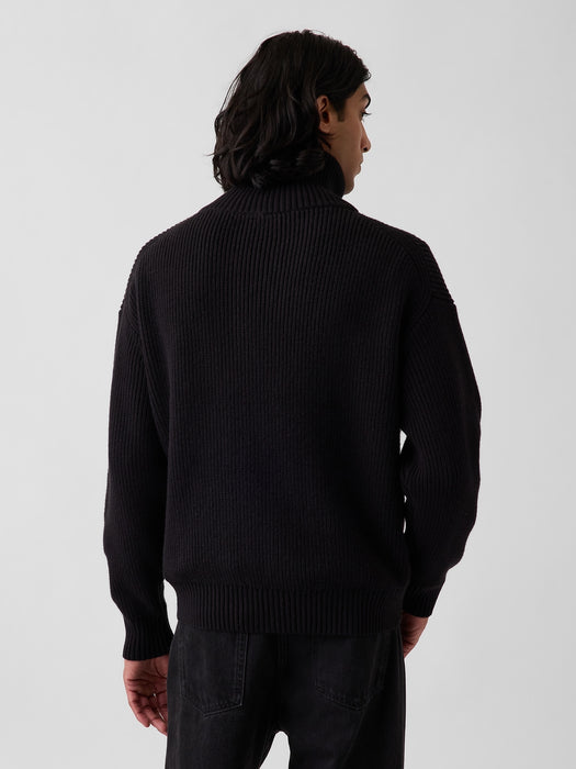 Oversized Double-Zip Cardigan Sweater