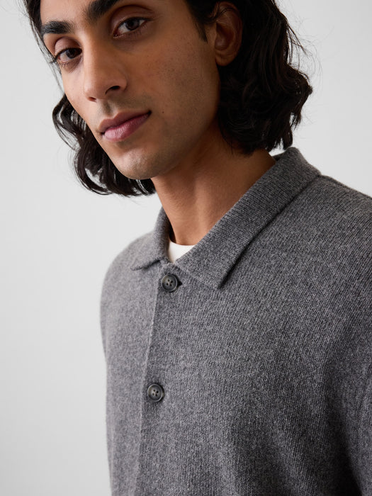 Relaxed Polo Cardigan Sweater