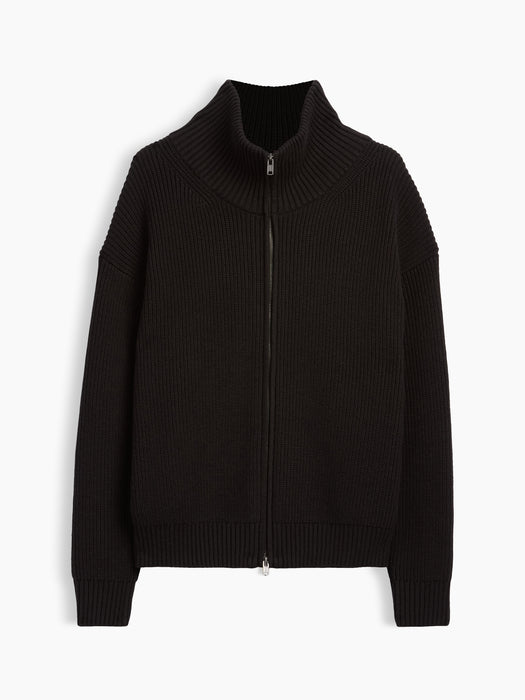 Oversized Double-Zip Cardigan Sweater