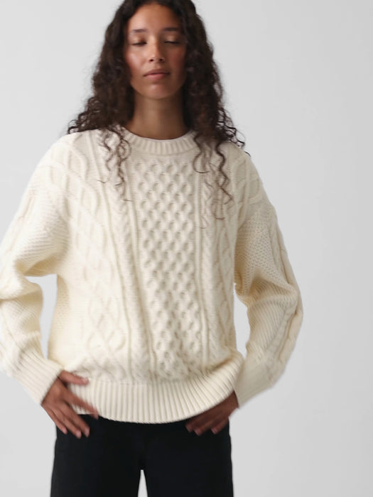 100% Cotton Cable-Knit Oversized Sweater