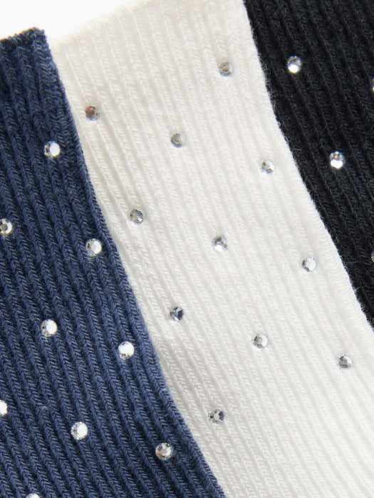 Kids Rhinestone Crew Socks (3-Pack)