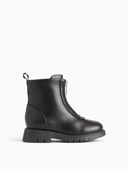 Toddler Vegan Leather Zip-Front Boots