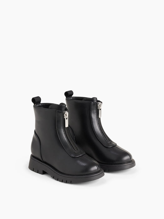 Toddler Vegan Leather Zip-Front Boots