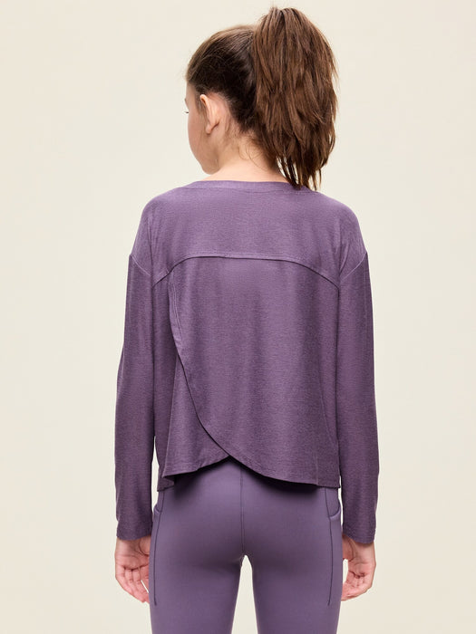 CloudMotion Long-Sleeve Cross-Back Top for Girls
