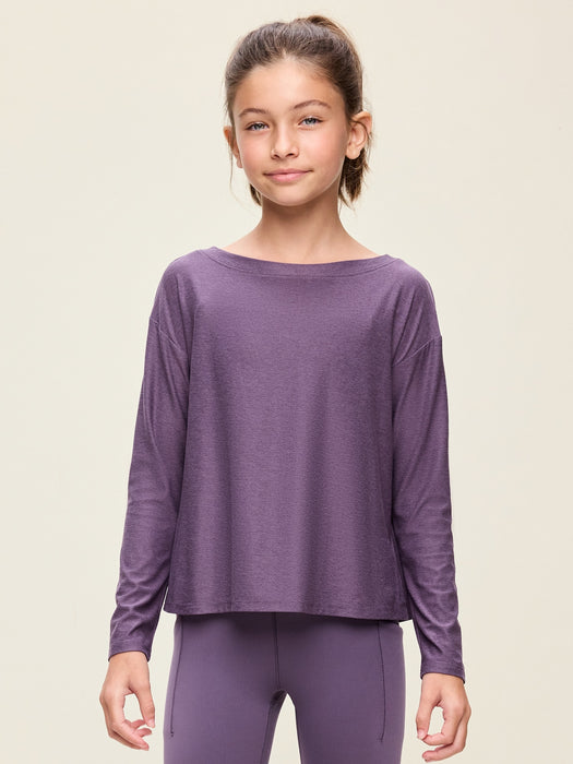 CloudMotion Long-Sleeve Cross-Back Top for Girls