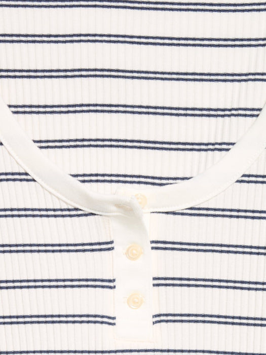 Fitted Scoop-Neck Henley T-Shirt
