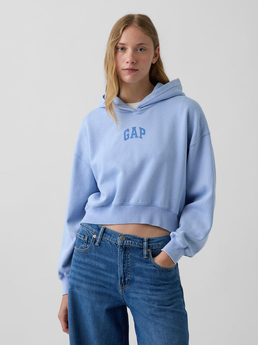 VintageSoft Crop Logo Hoodie