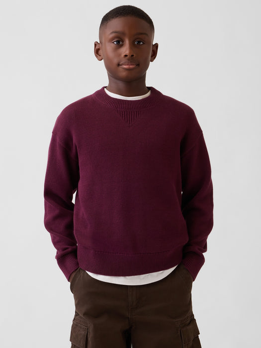 Kids 100% Cotton Relaxed Crew Sweater