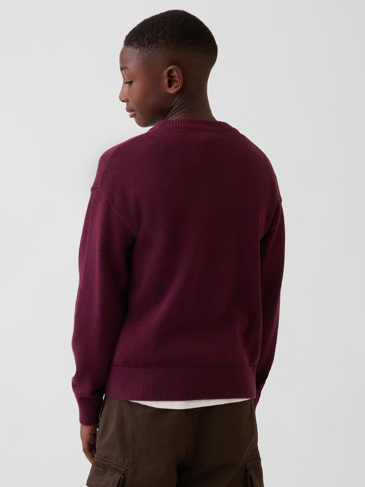Kids 100% Cotton Relaxed Crew Sweater