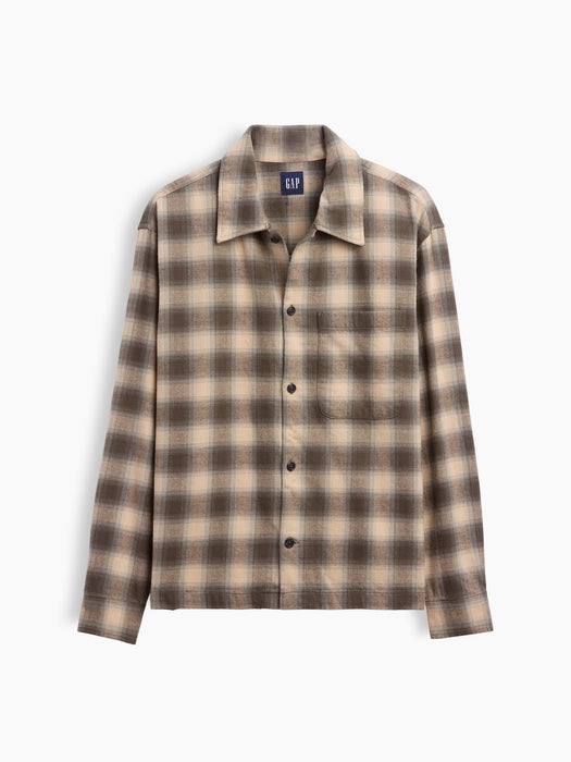 Relaxed Straight-Hem Flannel Shirt