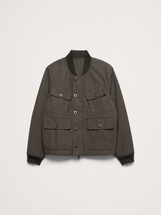 Herringbone Reversible Quilted Bomber Jacket